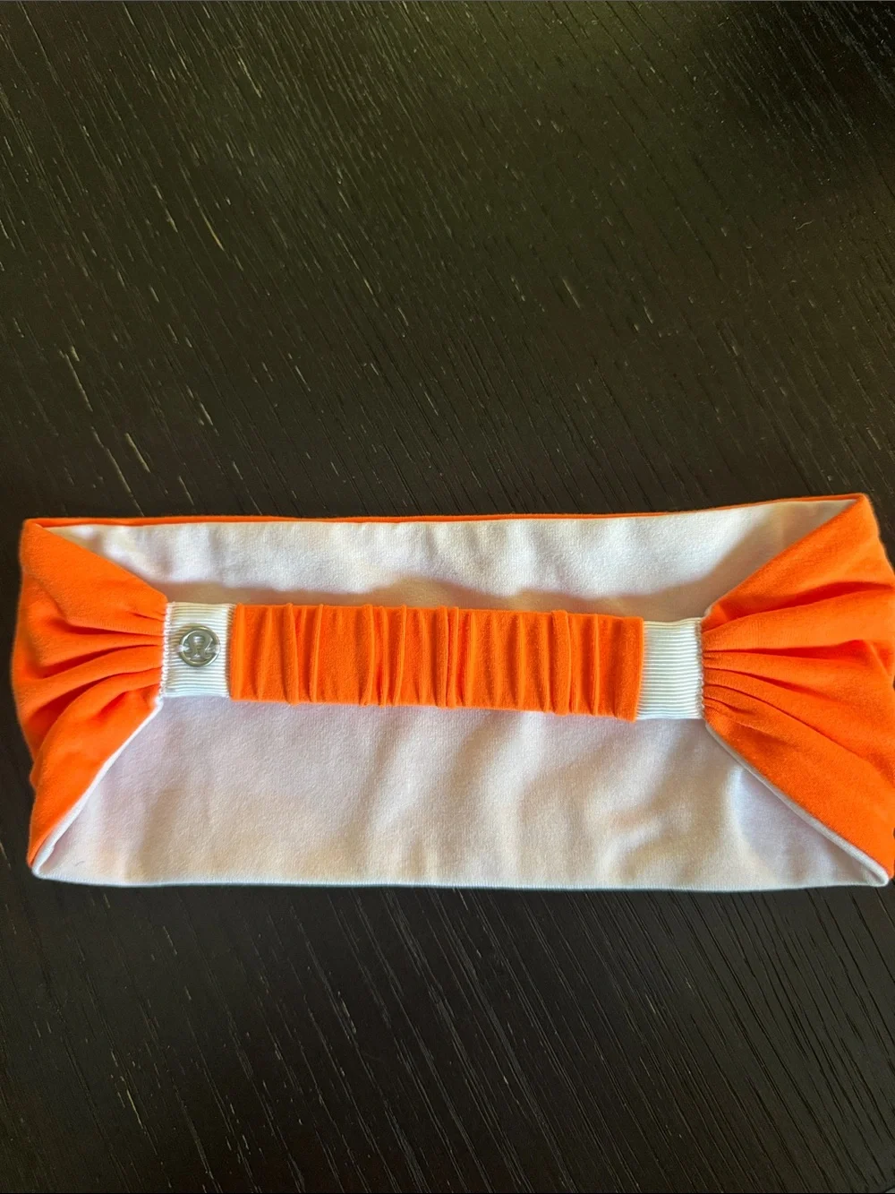 Lululemon Bang Buster Wide Orange & White Headband. OS